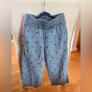 Girl’s Disney Chambray Pants Minnie Mouse Embroidered Elastic Waist 5/6